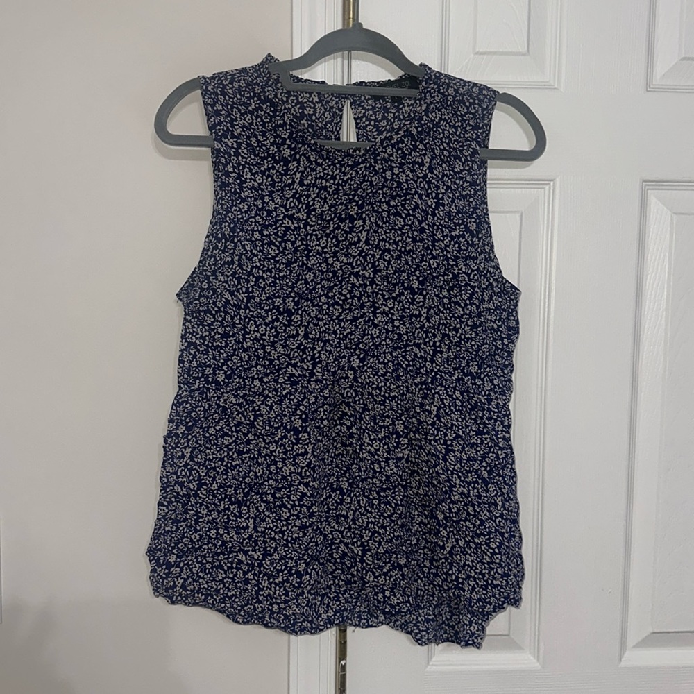 Rachel Zoe Blue Floral Peplum Top size L